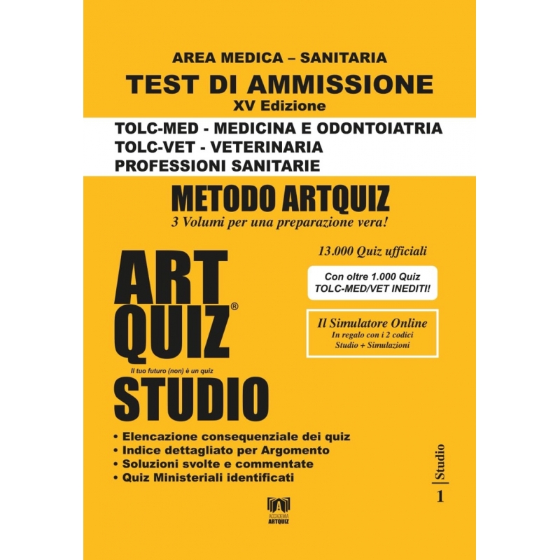 ArtQuiz Studio XV Edizione 2023 / 2024 - Test di ammissione per Medicina,  Odontoiatria, Veterinaria, Professioni Sanitarie